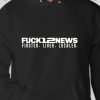 black hooded sweatshirt with white lettering
