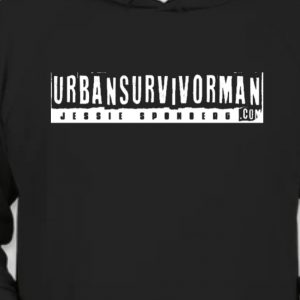 URBAN SURVIVORMAN black hoodie w white type